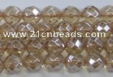 CNC518 15.5 inches 8mm faceted round dyed natural white crystal beads