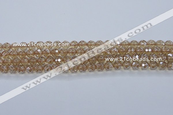 CNC519 15.5 inches 10mm faceted round dyed natural white crystal beads