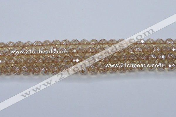 CNC520 15.5 inches 12mm faceted round dyed natural white crystal beads