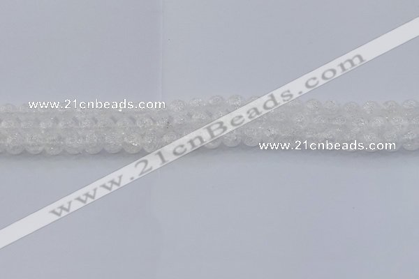 CNC551 15.5 inches 6mm round natural crackle white crystal beads