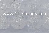 CNC555 15.5 inches 14mm round natural crackle white crystal beads