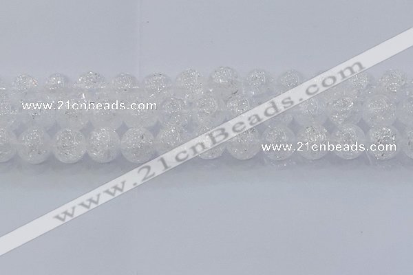 CNC555 15.5 inches 14mm round natural crackle white crystal beads