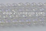 CNC560 15.5 inches 4mm round plated crackle white crystal beads