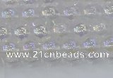 CNC561 15.5 inches 6mm round plated crackle white crystal beads