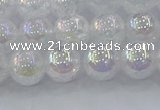 CNC562 15.5 inches 8mm round plated crackle white crystal beads