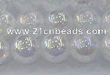 CNC564 15.5 inches 12mm round plated crackle white crystal beads