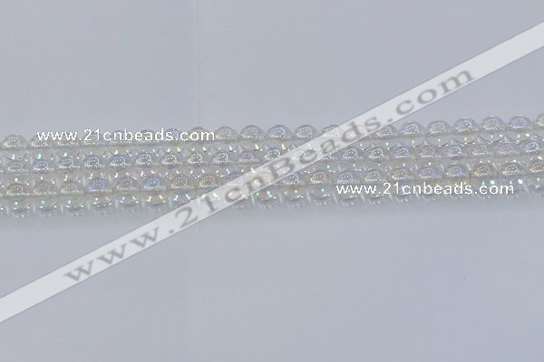 CNC570 15.5 inches 6mm round plated natural white crystal beads