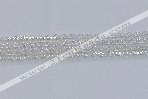 CNC571 15.5 inches 8mm round plated natural white crystal beads