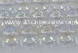 CNC572 15.5 inches 10mm round plated natural white crystal beads