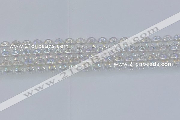 CNC572 15.5 inches 10mm round plated natural white crystal beads