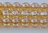 CNC576 15.5 inches 6mm round plated natural white crystal beads