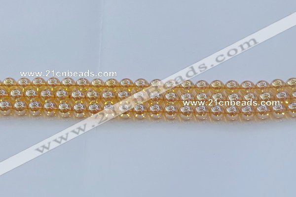 CNC576 15.5 inches 6mm round plated natural white crystal beads