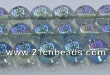 CNC583 15.5 inches 8mm round plated natural white crystal beads