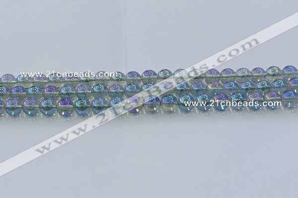 CNC583 15.5 inches 8mm round plated natural white crystal beads