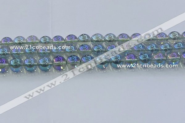 CNC586 15.5 inches 14mm round plated natural white crystal beads