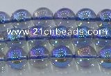 CNC588 15.5 inches 6mm round plated natural white crystal beads