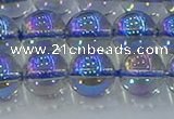 CNC591 15.5 inches 12mm round plated natural white crystal beads