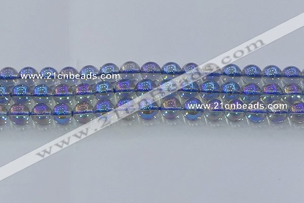 CNC591 15.5 inches 12mm round plated natural white crystal beads