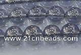 CNC595 15.5 inches 8mm round plated natural white crystal beads