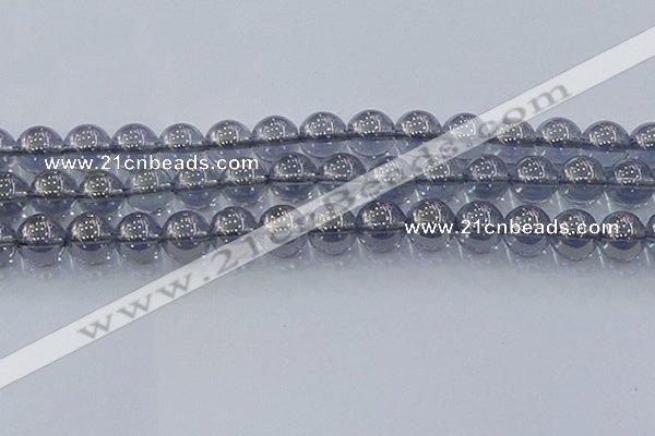 CNC598 15.5 inches 14mm round plated natural white crystal beads