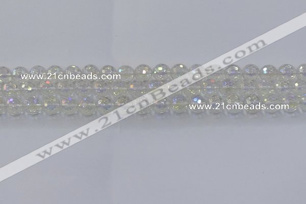 CNC602 15.5 inches 8mm faceted round plated natural white crystal beads