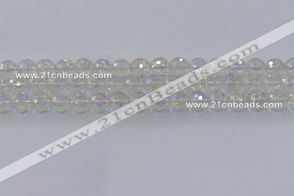 CNC603 15.5 inches 10mm faceted round plated natural white crystal beads