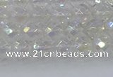 CNC607 15.5 inches 4mm faceted round plated natural white crystal beads