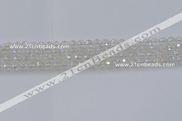 CNC607 15.5 inches 4mm faceted round plated natural white crystal beads