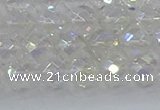 CNC609 15.5 inches 8mm faceted round plated natural white crystal beads