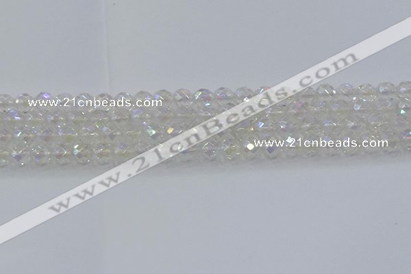 CNC609 15.5 inches 8mm faceted round plated natural white crystal beads