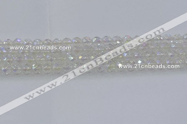 CNC610 15.5 inches 10mm faceted round plated natural white crystal beads