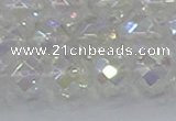 CNC612 15.5 inches 14mm faceted round plated natural white crystal beads