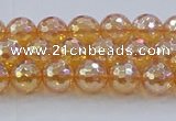 CNC614 15.5 inches 6mm faceted round plated natural white crystal beads