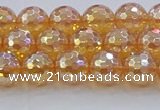 CNC615 15.5 inches 8mm faceted round plated natural white crystal beads