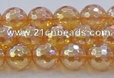 CNC616 15.5 inches 10mm faceted round plated natural white crystal beads