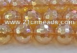 CNC617 15.5 inches 12mm faceted round plated natural white crystal beads