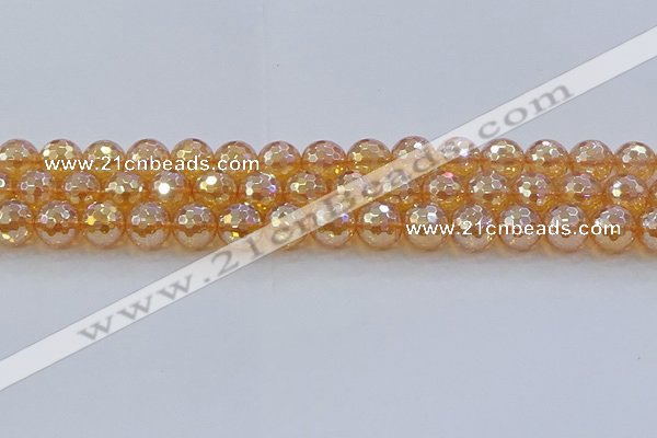 CNC617 15.5 inches 12mm faceted round plated natural white crystal beads