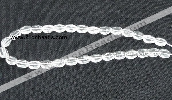 CNC62 15.5 inches 10*14mm faceted rice grade A natural white crystal beads