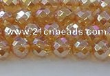 CNC620 15.5 inches 6mm faceted round plated natural white crystal beads