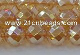 CNC622 15.5 inches 10mm faceted round plated natural white crystal beads