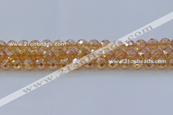 CNC622 15.5 inches 10mm faceted round plated natural white crystal beads