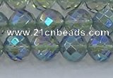 CNC629 15.5 inches 10mm faceted round plated natural white crystal beads