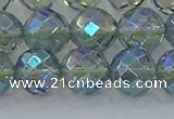 CNC630 15.5 inches 12mm faceted round plated natural white crystal beads