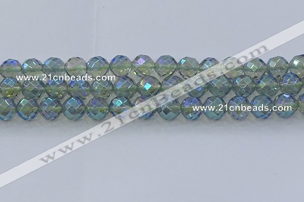 CNC631 15.5 inches 14mm faceted round plated natural white crystal beads