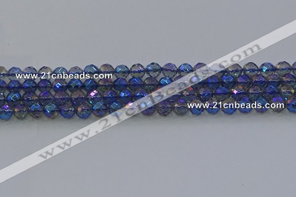 CNC633 15.5 inches 6mm faceted round plated natural white crystal beads