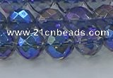 CNC635 15.5 inches 10mm faceted round plated natural white crystal beads