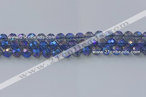 CNC635 15.5 inches 10mm faceted round plated natural white crystal beads