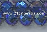 CNC637 15.5 inches 14mm faceted round plated natural white crystal beads