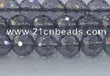 CNC639 15.5 inches 6mm faceted round plated natural white crystal beads