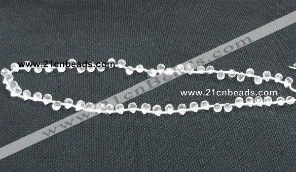 CNC64 5*7mm faceted teardrop grade A natural white crystal beads